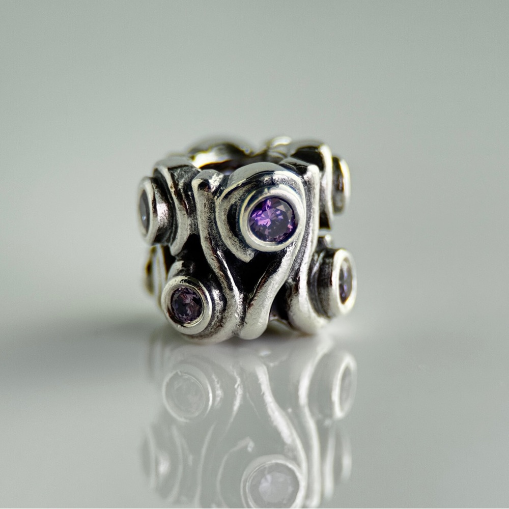 Pandora Ocean Wave Purple CZ Sterling Silver Charm 790369ACZ Retired